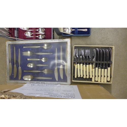 1139 - A collection of cutlery including silver plated and a collection of other silver plate including a c... 