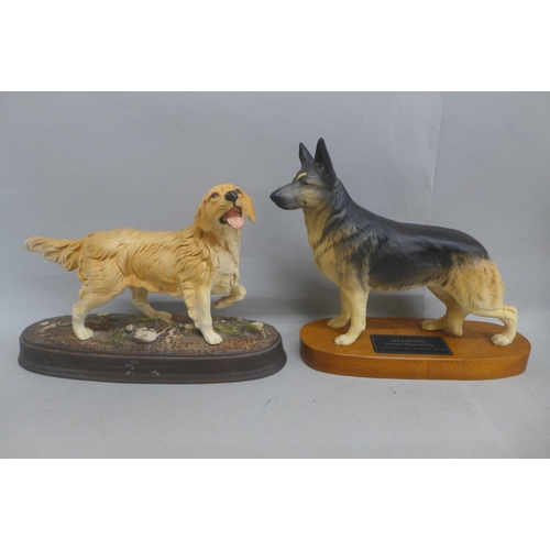 602 - Two Beswick dogs, a Connoisseur model Alsatian German Shepherd and a Golden Retriever