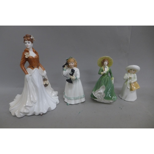 604 - A limited edition Coalport figure 'Four Seasons - Autumn', a Coalport Sarah Jane figure, a/f, chip t... 