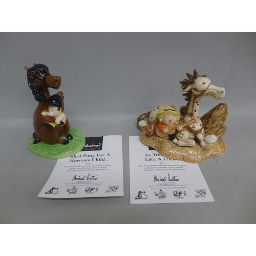 619 - Two Royal Doulton Thelwell figures, 'So Treat Him Like A Friend' and 'Ideal Pony For A Nervous Child... 