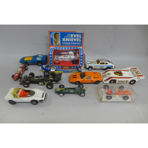 634 - An Ideal Evel Knievel die-cast vehicle, boxed and other die-cast vehicles