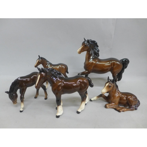 641 - Five Beswick horses including three foals