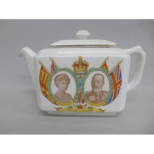 642 - A Ringtons Maling Ware King George V and Queen Mary commemorative teapot, 1935