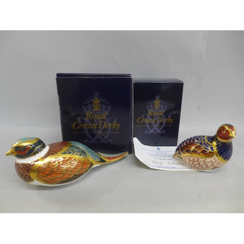 657 - Two Royal Crown Derby paperweights - Partridge, one of a limited edition of 4500, signed on the base... 