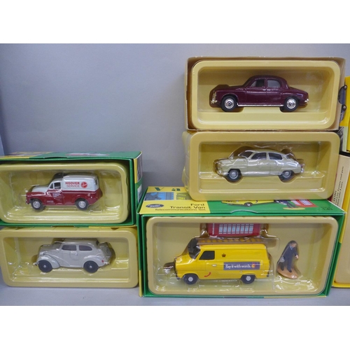 680 - A collection of ten Vanguards model vehicles, boxed including some doubles