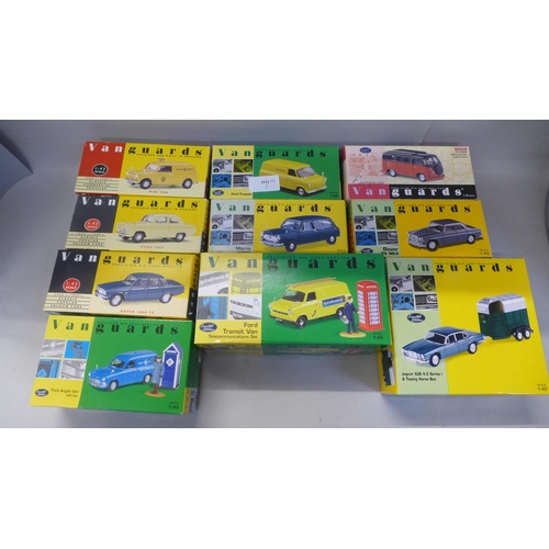 686 - A collection of ten Vanguards model vehicles, boxed including some doubles