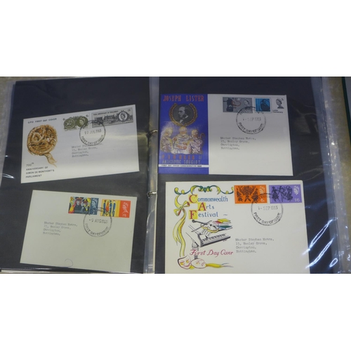 696 - Two albums of stamp first day covers, including 25th Anniversary of The Battle of Britain, 1966 Worl... 