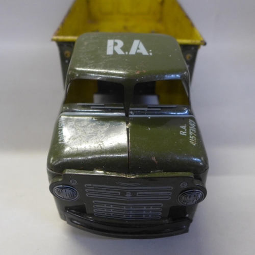 701 - A 1960's tin plate Royal Artillery military vehicle, Louis Marx