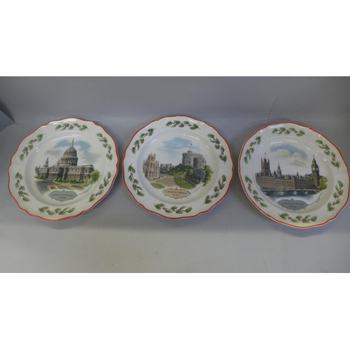 703 - Seven Wedgwood collectors plates decorated with London scenes, 1980 to 1986