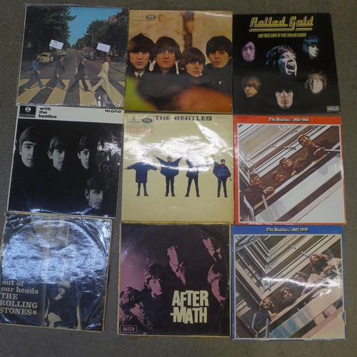 704 - Nine The Beatles and Rolling Stones original LP records