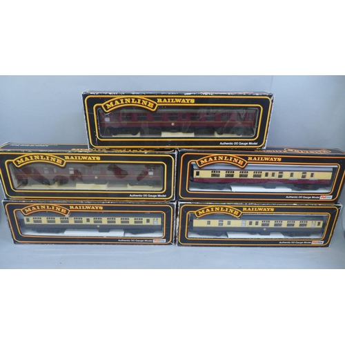 712 - Five Mainline 00 gauge model railway carriages, boxed