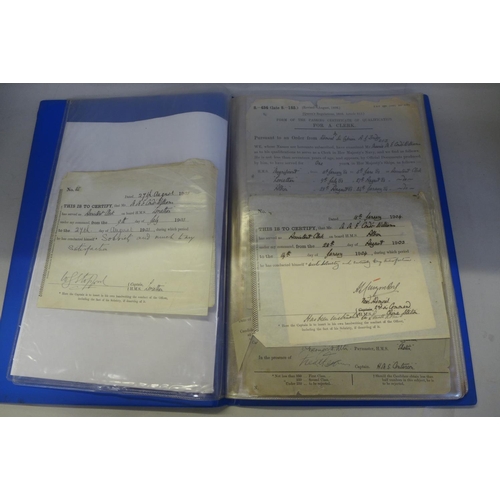 713 - Naval ephemera: Service Records of MMF Conde-Williams OBE, including his lengthy handwritten diary o... 