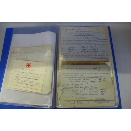 713 - Naval ephemera: Service Records of MMF Conde-Williams OBE, including his lengthy handwritten diary o... 