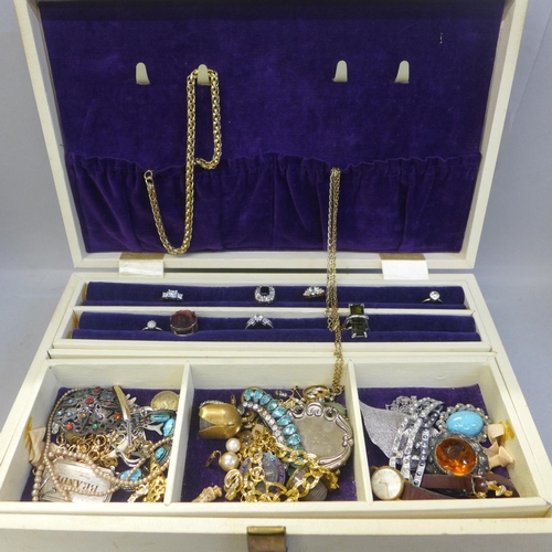 730 - A jewellery box and costume jewellery