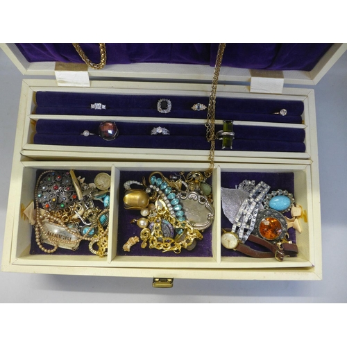 730 - A jewellery box and costume jewellery