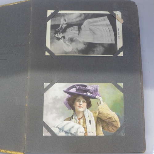 740 - Postcards; theatre and stage cards including advert in an old album (89 no.)