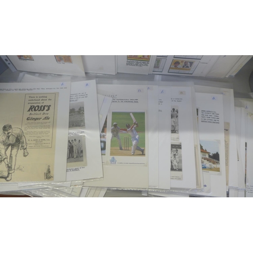 755 - A collection of sporting stamps, postcards, ephemera etc., mostly cricket