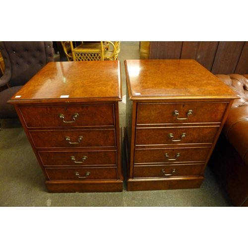 135 - A pair of burr walnut filing cabinets