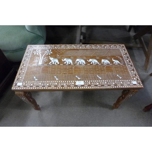 156 - An Indian inlaid hardwood occasional table