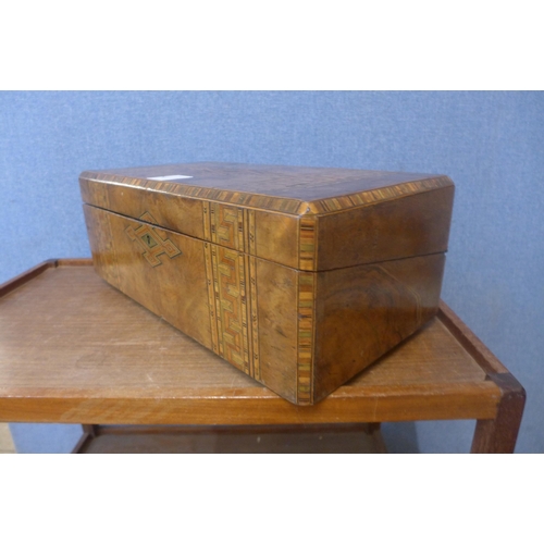 345 - A Victorian inlaid walnut writing slope, a/f