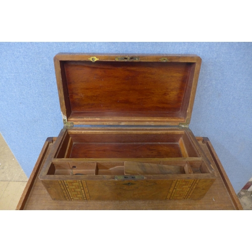 345 - A Victorian inlaid walnut writing slope, a/f