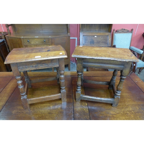 35 - A pair of similar 17th Century style joint oak stools