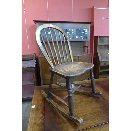 37 - A Victorian elm and ash Windsor rocking chair