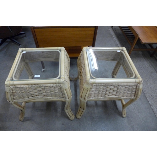 98 - A pair of bamboo and wicker occasional tables