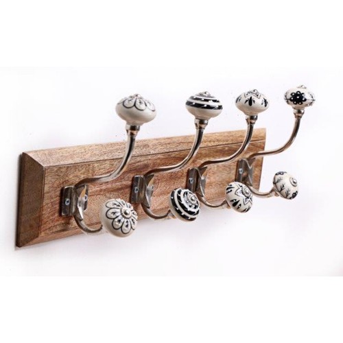 1312 - A rack of four coat hooks with ceramic knobs (HH563916)   #