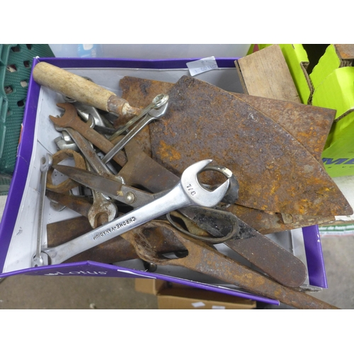 2038 - 12 Ring spanners - various sizes with assorted hand tools