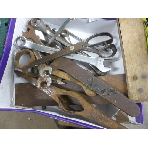 2038 - 12 Ring spanners - various sizes with assorted hand tools