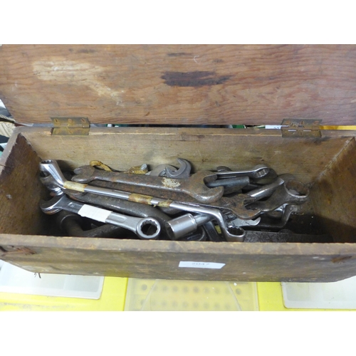 2047 - 2 Tool boxes with assorted hand tools, mostly spanners