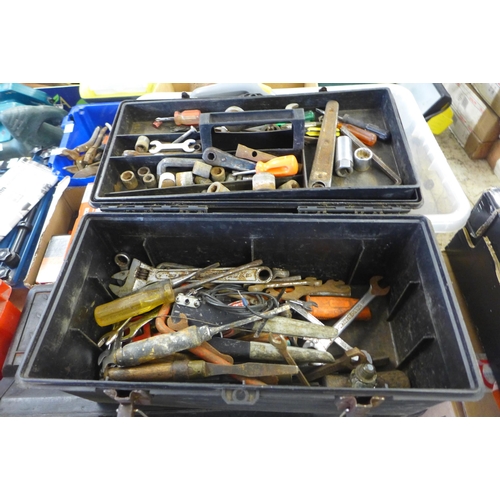 2058 - 2 Toolboxes with qty. of hand tools inc. sockets & spanners, etc.