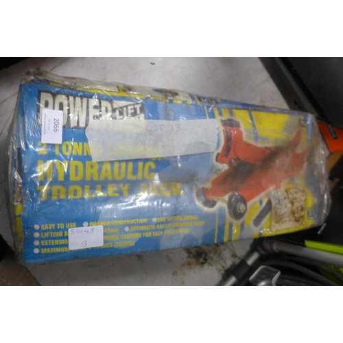 2066 - 2 Tonne hydraulic trolley jack (Powerlift - boxed) - unused