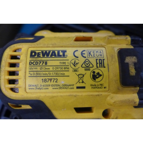 2141 - DeWalt (DCD778) 18v hammer drill with battery & charger in case - W