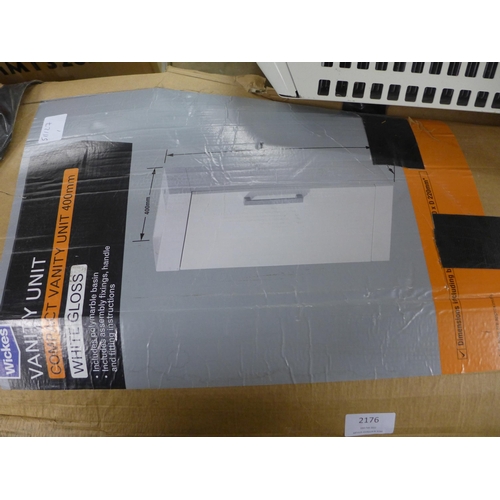 2176 - Wickes 400mm white vanity unit boxed