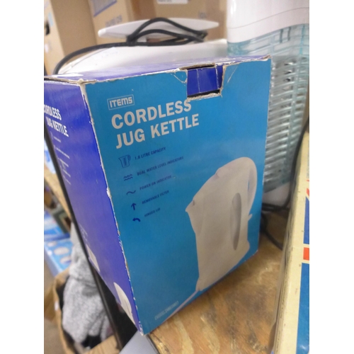 2189 - 2 Electric fly killers, cordless jug kettle & shaving light unit