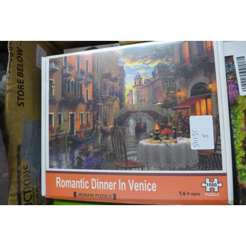 2233 - 4 x 1000 piece jigsaws: Dinner in Venice, Venice Grand Canal, Paris Scene, Country Scene (sealed)