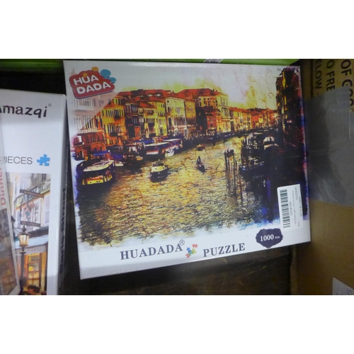 2233 - 4 x 1000 piece jigsaws: Dinner in Venice, Venice Grand Canal, Paris Scene, Country Scene (sealed)