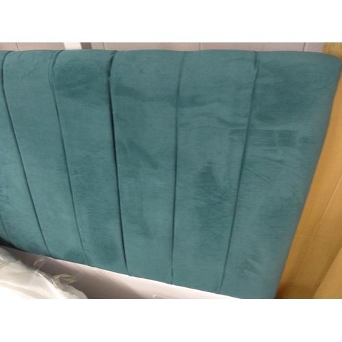 1510 - A teal double bed frame (missing slats and fittings)