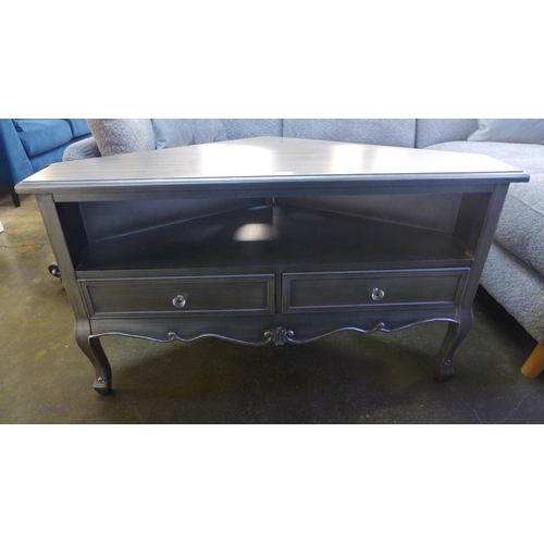 1525 - A silver corner media unit ( Damage to top and back panel )