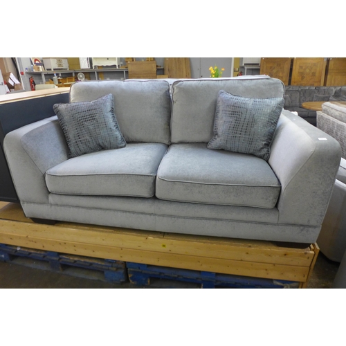 1385 - A Casey Silver Velvet Two Seater Sofa