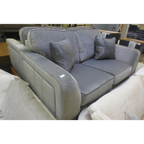 1385 - A Casey Silver Velvet Two Seater Sofa