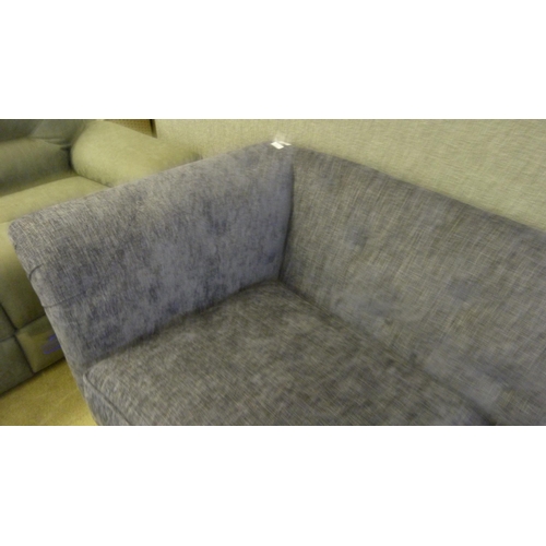 1539 - A Rebecca blue fabric button back three seater sofa