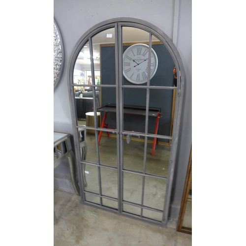 1431 - A large arched window metal mirror, H 175cm (MP1789)   #