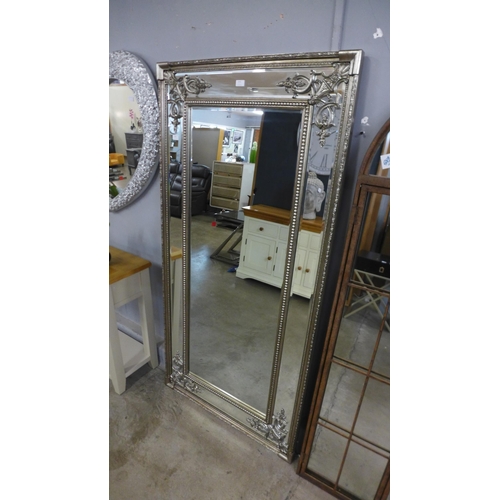 1432 - A tall silver French style mirror, H 183cms (M62173)   #