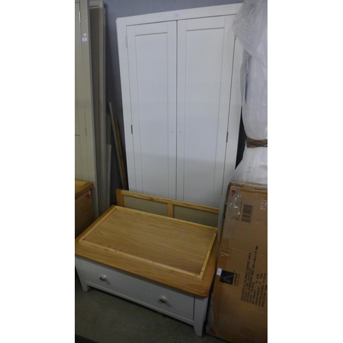 1642 - A Suffolk white painted and oak gents wardrobe, marked, missing fittings *this lot is subject to VAT