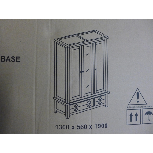 1746 - A Hampshire cream painted and oak triple wardrobe, boxed, not checked *this lot is subject to VAT