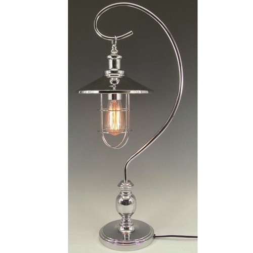 1454 - An Edison bulb hook silver table lamp, H 59cms (2432337)   #