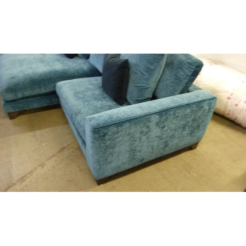 1465 - An Alice Blue Velvet Three Seater Sofa/Chaise